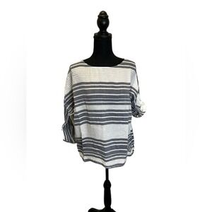 Ann Taylor Loft women's size S 100% cotton white and gray striped top